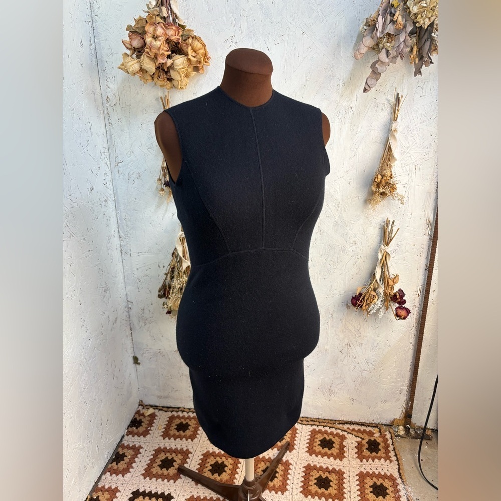 Oscar De la Renta Cashmere Elite Bodycon Black Cocktail Mini Dress Size Small